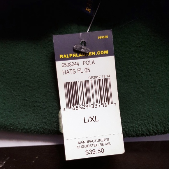 Polo Ralph Lauren Navy & Green Fleece Cap Hat L/XL - Picture 4 of 4
